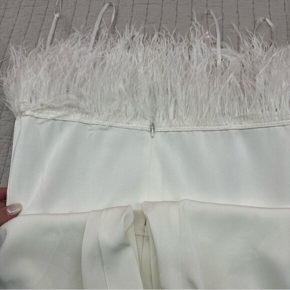 Mac Duggal Strapless Jumpsuit With Feather Trim Size 6 NWT Retail $398 - Picture 15 of 16